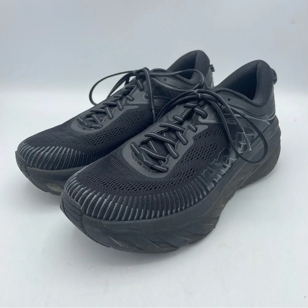 Hoka One One Black Athletic Shoes with Cushioned Sole and Breathable Mesh - Picture 2 of 10